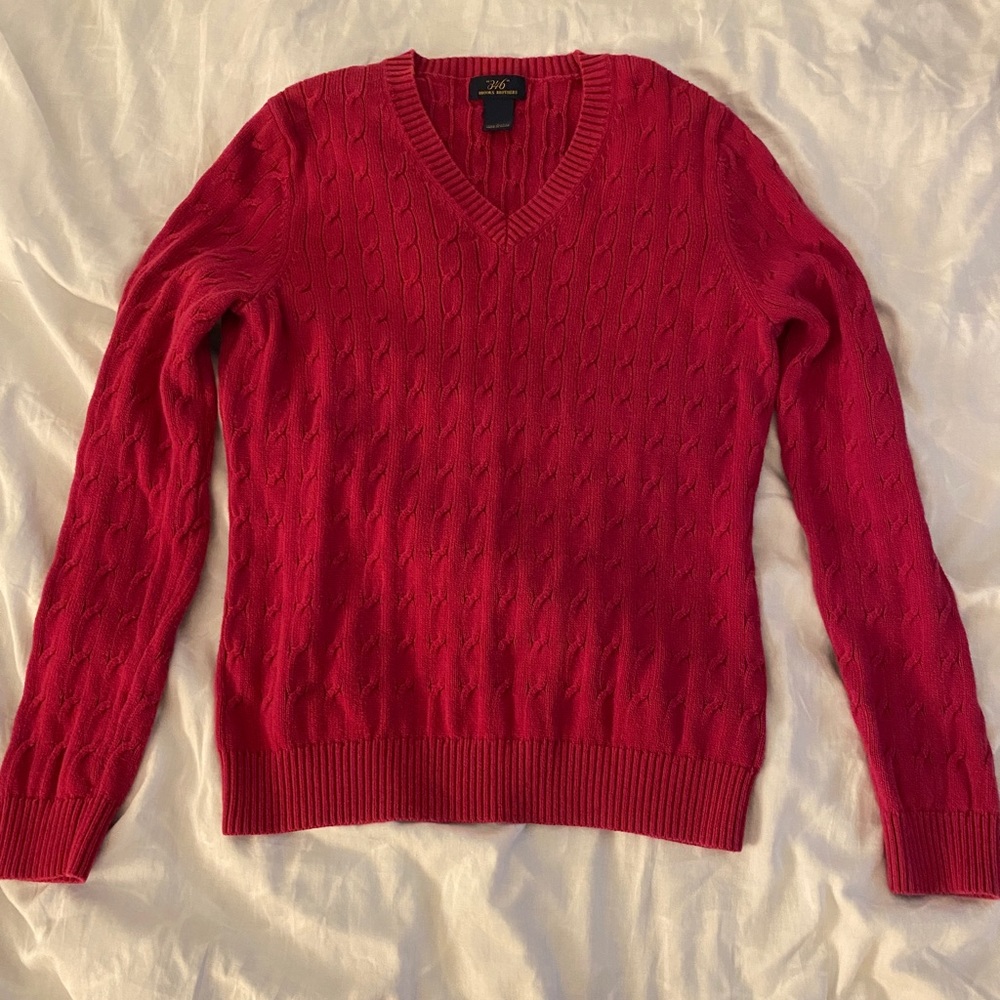 Brooks Brothers 346 Womens Small Cable Knit Sweater Red - Size L
